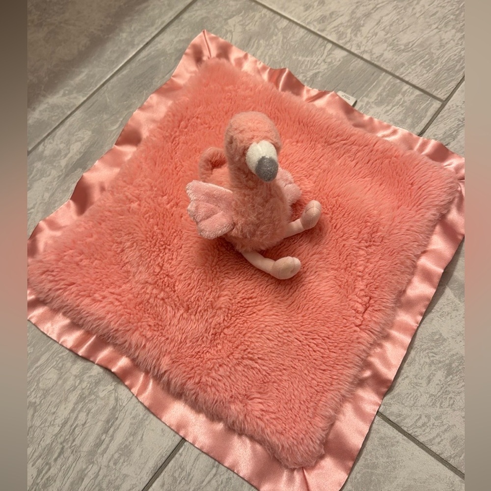 Cloud Island Target Pink Flamingo Lovey Security Blanket Satin Trim 14”